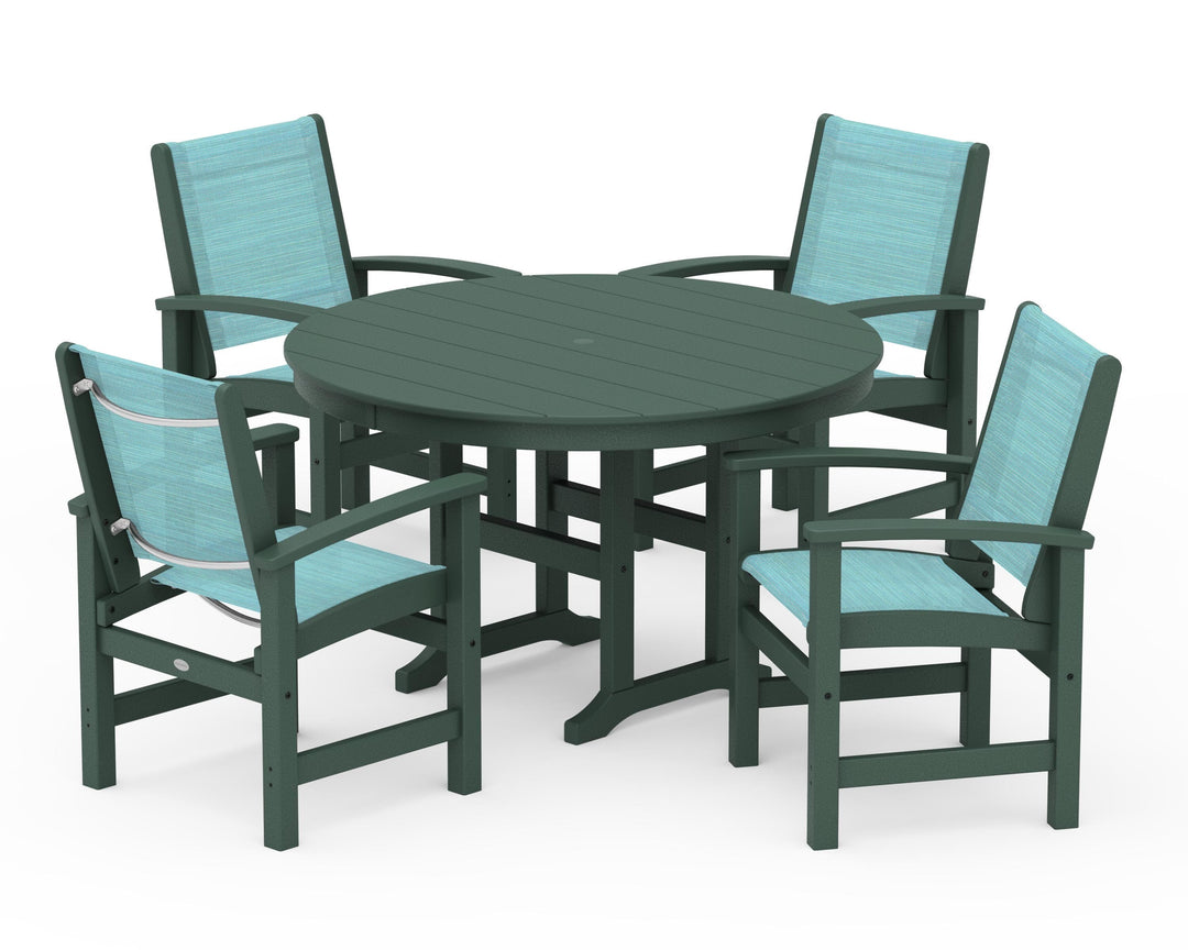 POLYWOOD® Coastal 5-Piece Round Farmhouse Dining Set