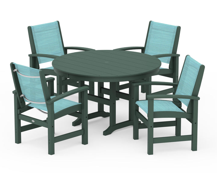 POLYWOOD® Coastal 5-Piece Round Farmhouse Dining Set
