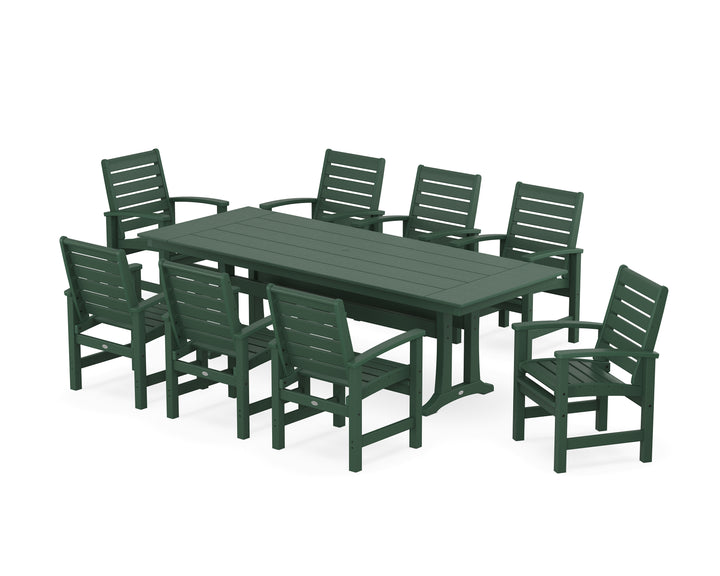 POLYWOOD® Signature 9-Piece Farmhouse Dining Set with Trestle Legs