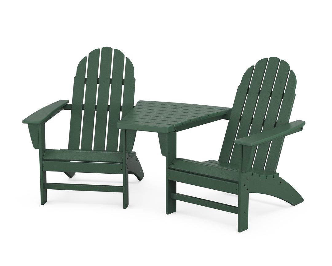 POLYWOOD® Vineyard 3-Piece Adirondack Set with Angled Connecting Table