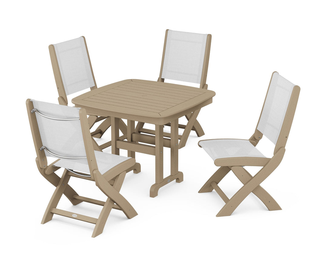 POLYWOOD® Coastal Folding Side Chair 5-Piece Dining Set