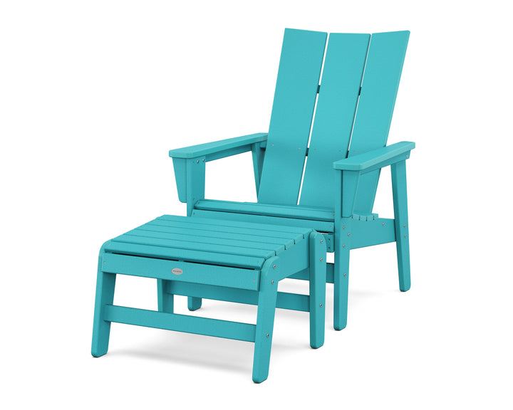 POLYWOOD® Modern Grand Upright Adirondack Chair with Ottoman