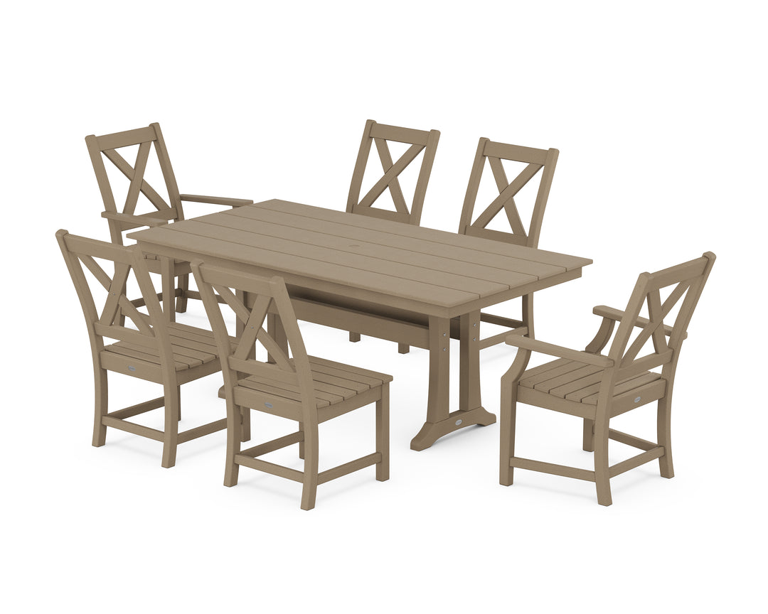 POLYWOOD® Braxton 7-Piece Farmhouse Dining Set With Trestle Legs