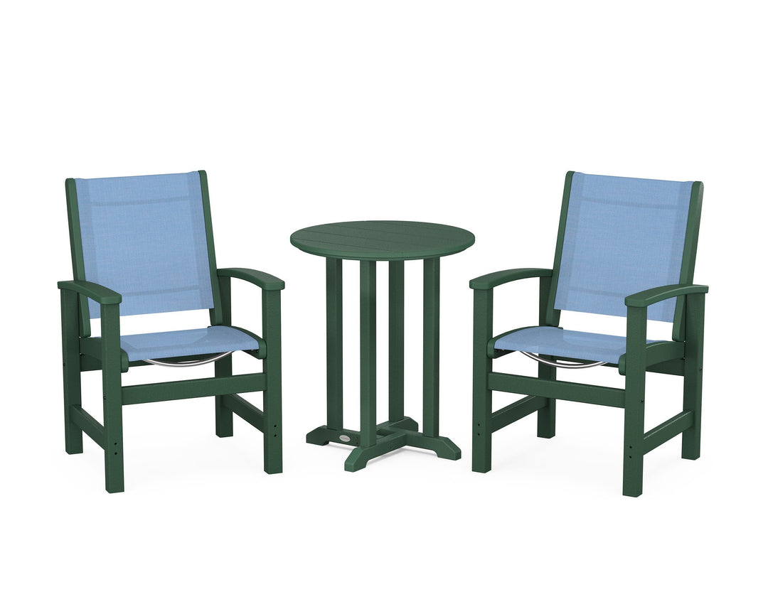 POLYWOOD® Coastal 3-Piece Round Bistro Dining Set