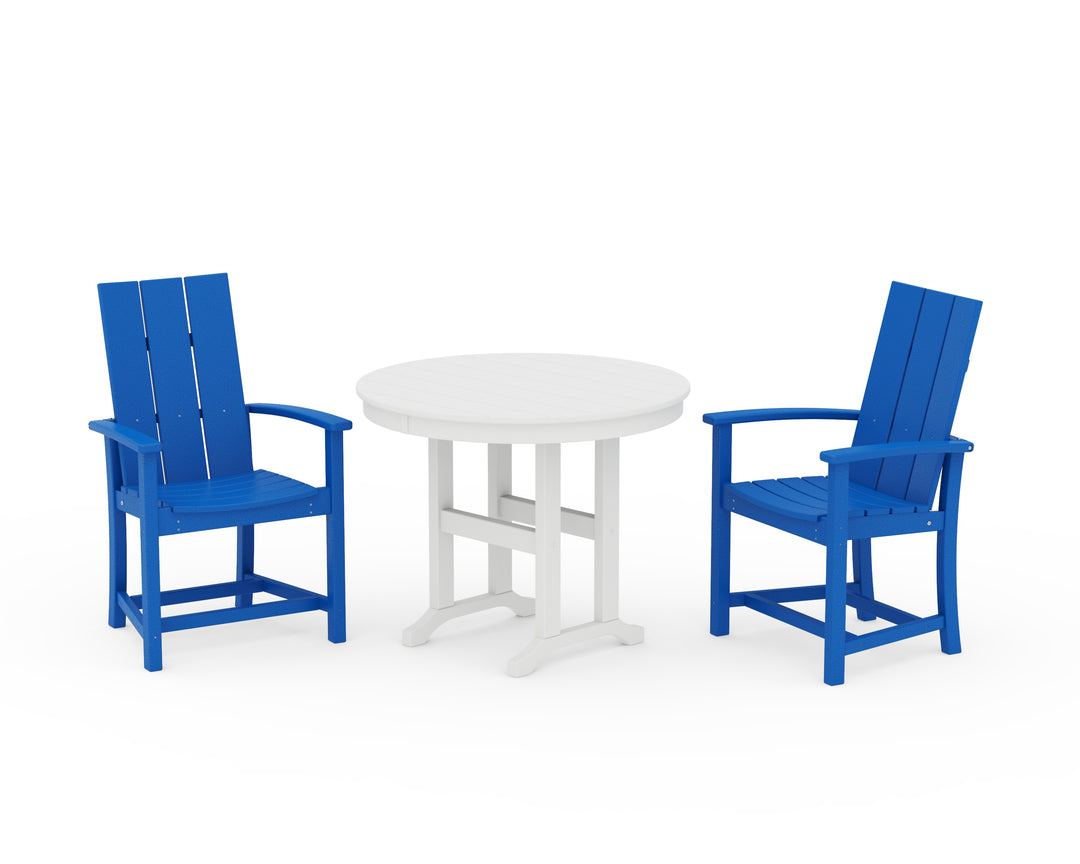 POLYWOOD® Modern Adirondack 3-Piece Round Farmhouse Dining Set