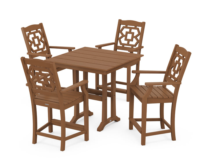 Martha Stewart by POLYWOOD® Chinoiserie 5-Piece Farmhouse Counter Set with Trestle Legs