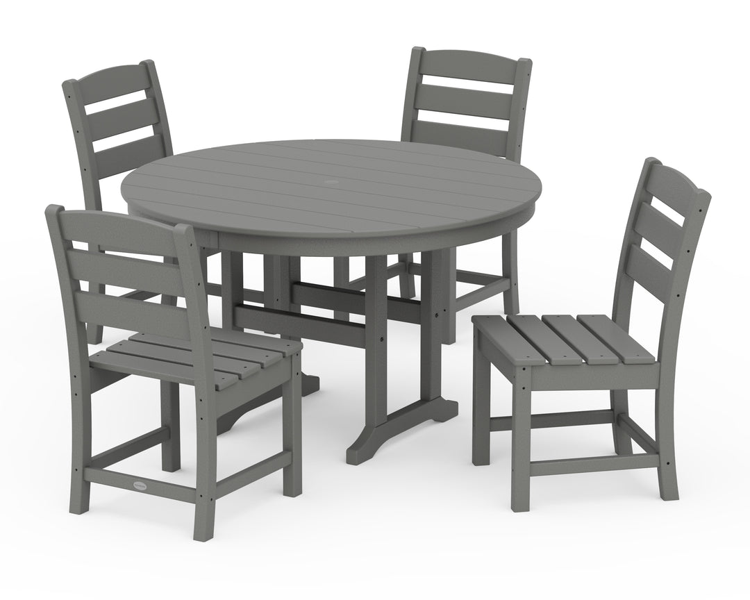 POLYWOOD® Lakeside 5-Piece Round Farmhouse Side Chair Dining Set