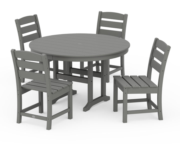 POLYWOOD® Lakeside 5-Piece Round Farmhouse Side Chair Dining Set