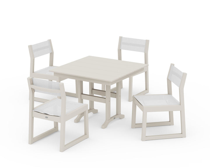 POLYWOOD® EDGE Sling Side Chair 5-Piece Farmhouse Dining Set