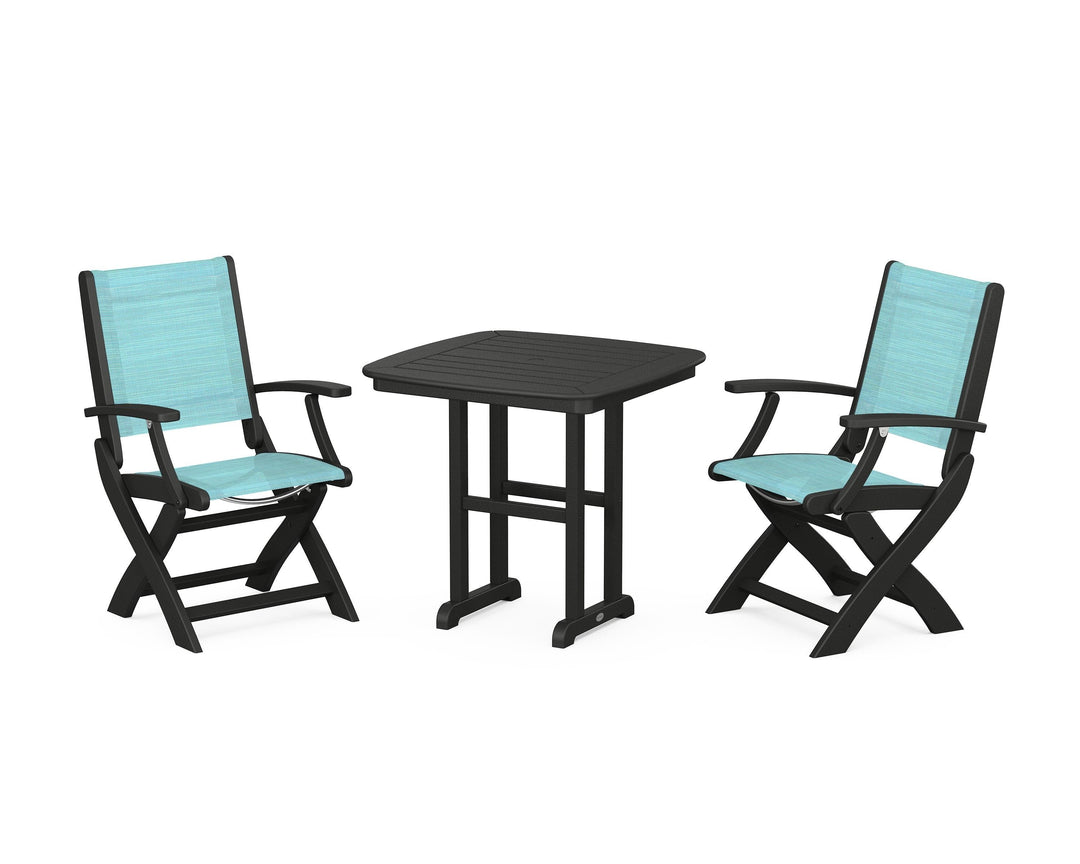 POLYWOOD® Coastal Folding Chair 3-Piece Dining Set