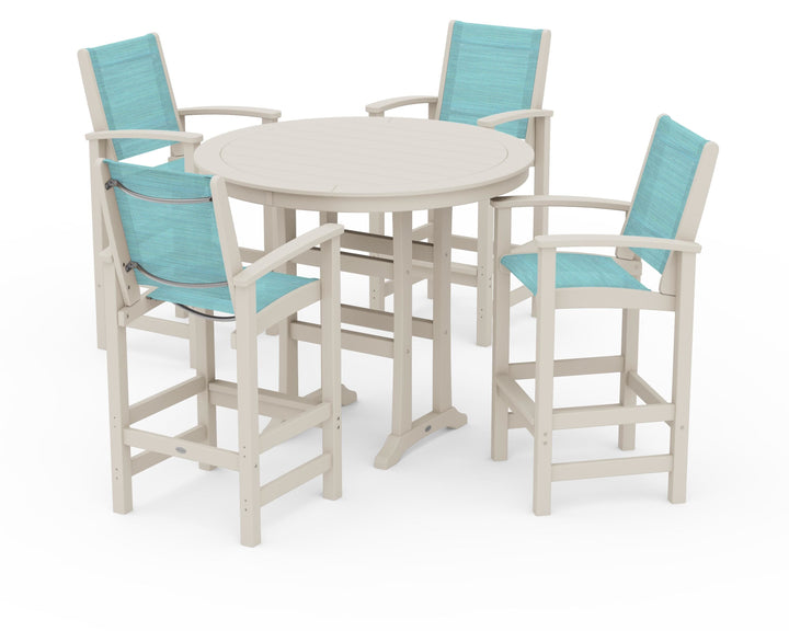 POLYWOOD® Coastal 5-Piece Nautical Trestle Bar Set