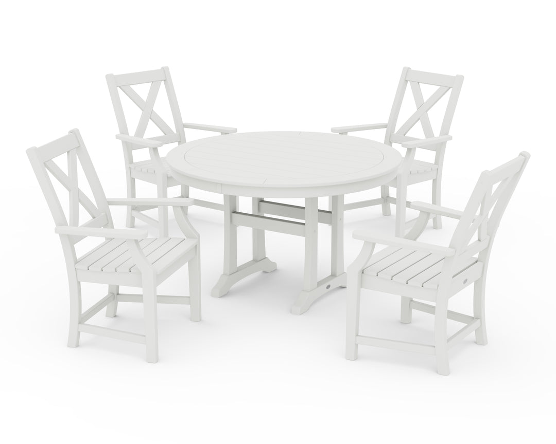 POLYWOOD® Braxton 5-Piece Nautical Trestle Arm Chair Dining Set