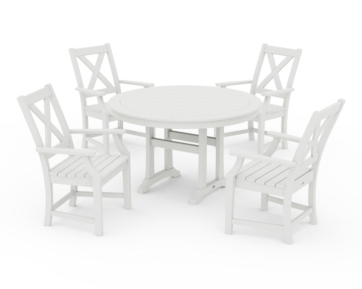POLYWOOD® Braxton 5-Piece Nautical Trestle Arm Chair Dining Set