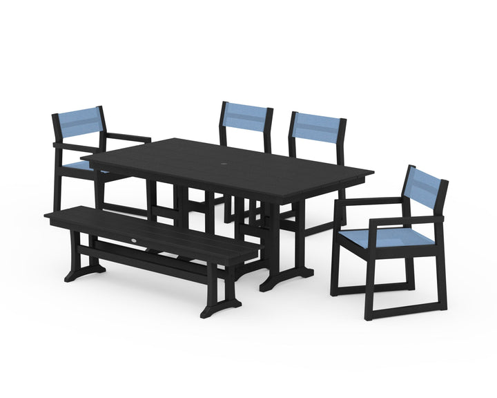 POLYWOOD® EDGE Sling 6-Piece Farmhouse Dining Set