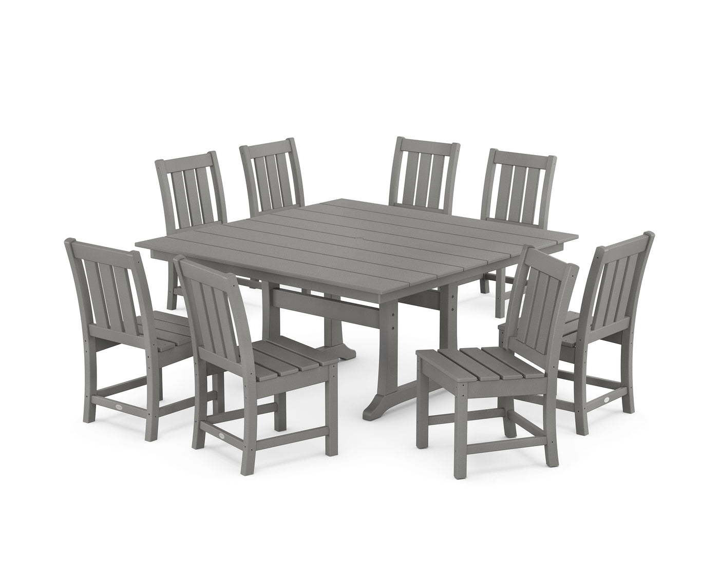 Oxford Side Chair 9-Piece Square Farmhouse Dining Set with Trestle Legs