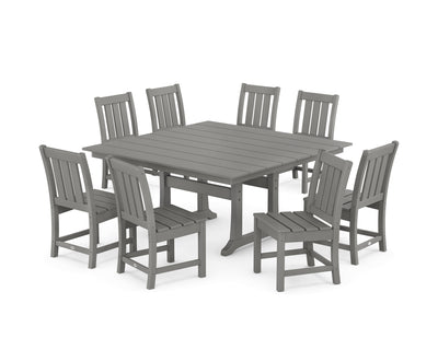 Oxford Side Chair 9-Piece Square Farmhouse Dining Set with Trestle Legs