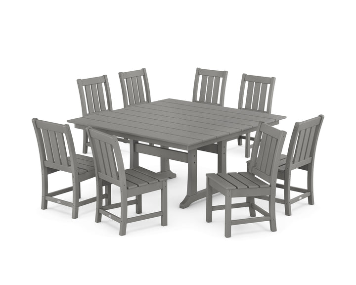 POLYWOOD® Oxford Side Chair 9-Piece Square Farmhouse Dining Set with Trestle Legs