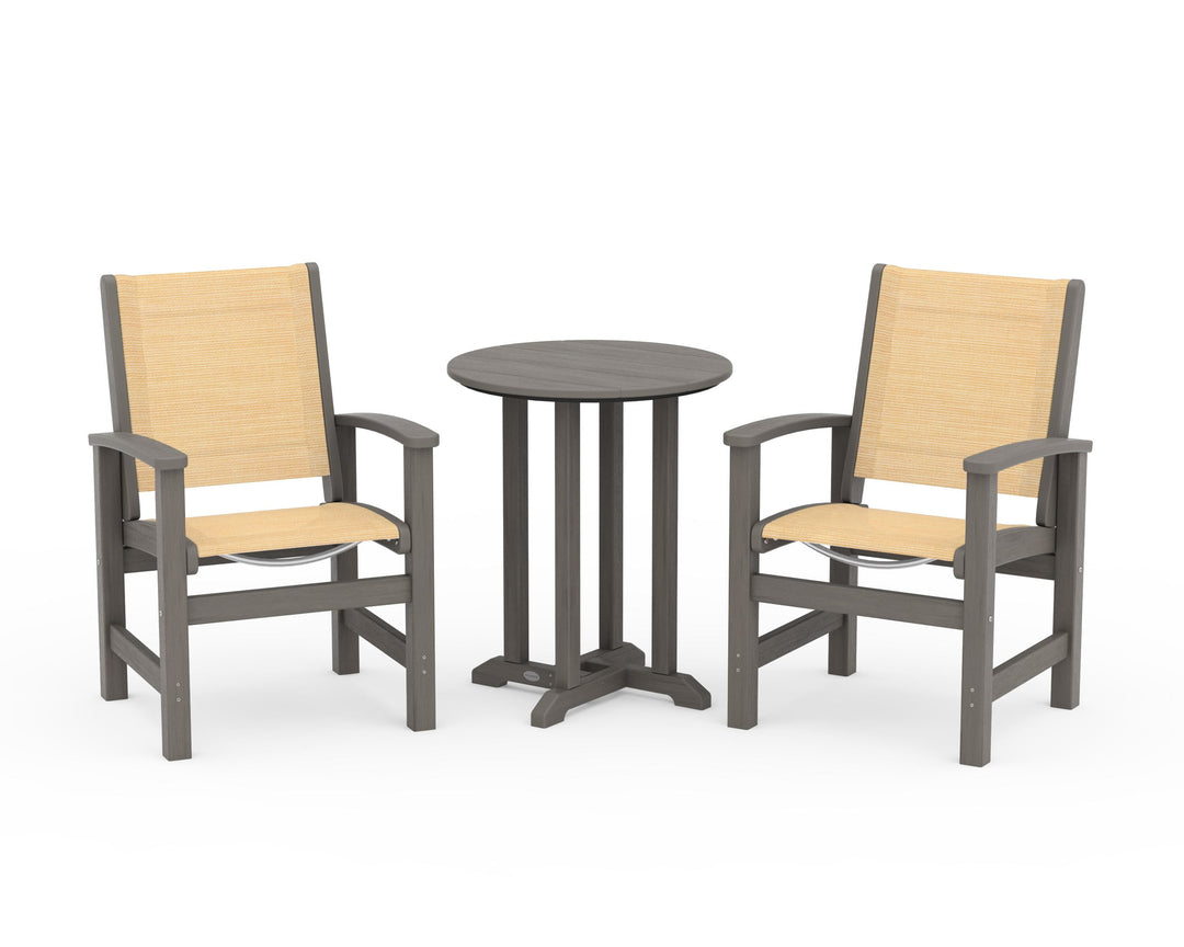 POLYWOOD® Coastal 3-Piece Round Bistro Dining Set