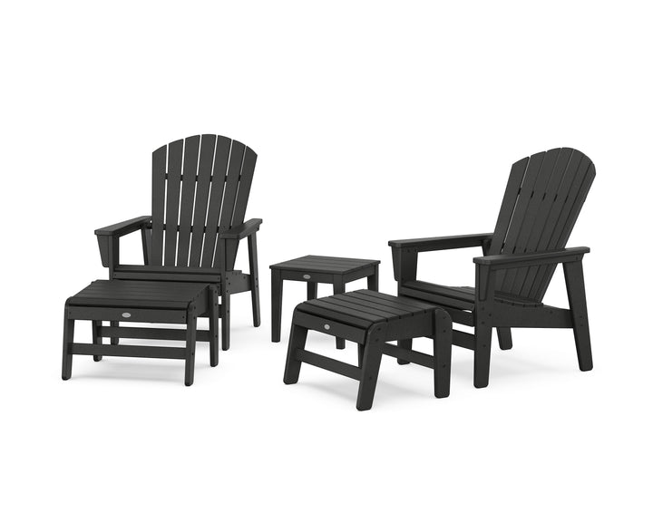 POLYWOOD® 5-Piece Nautical Grand Upright Adirondack Set with Ottomans and Side Table