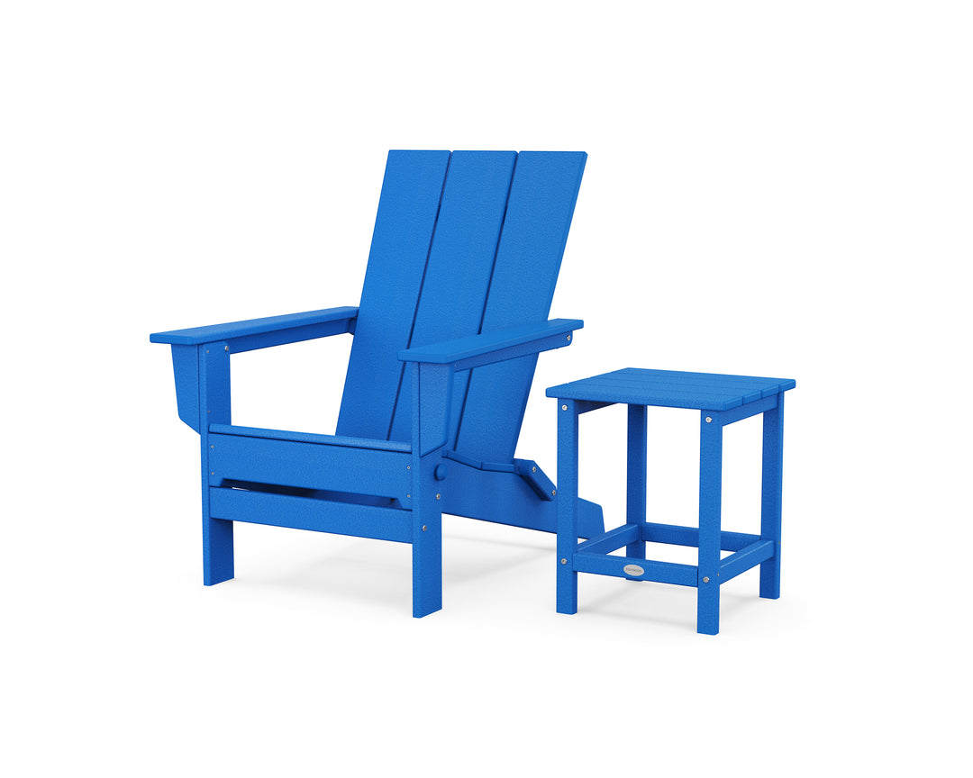 POLYWOOD® Modern Studio Folding Adirondack Chair with Side Table