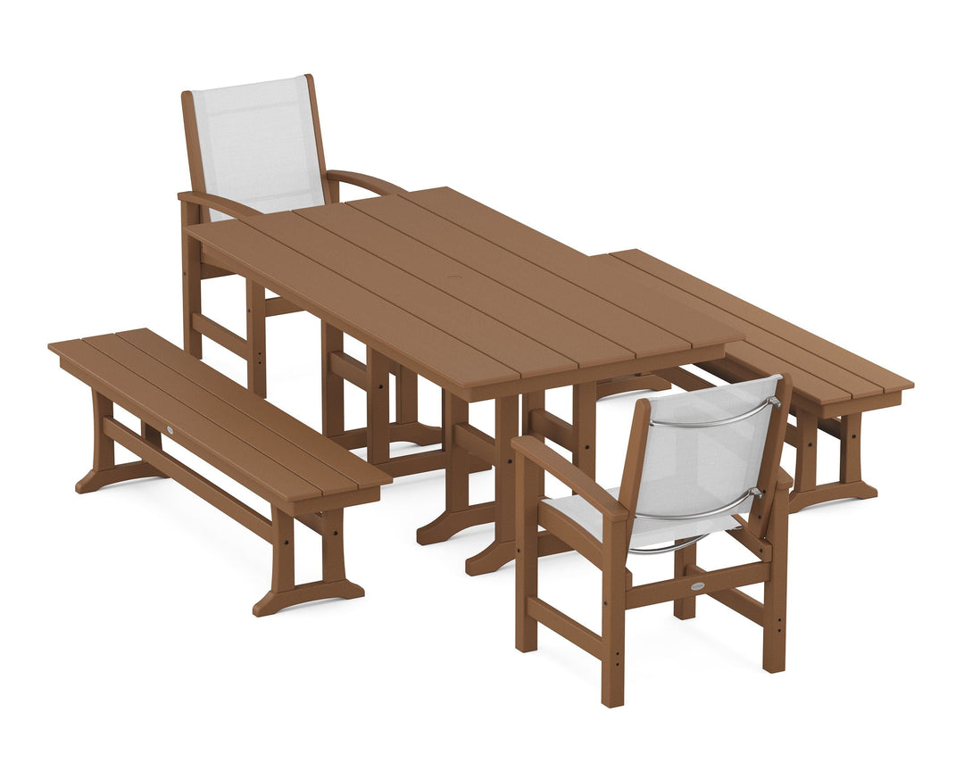 POLYWOOD® Coastal 5-Piece Farmhouse Dining Set