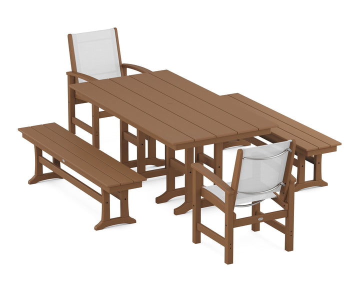 POLYWOOD® Coastal 5-Piece Farmhouse Dining Set