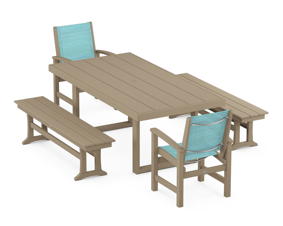 POLYWOOD® Coastal 5-Piece Dining Set with Trestle Legs