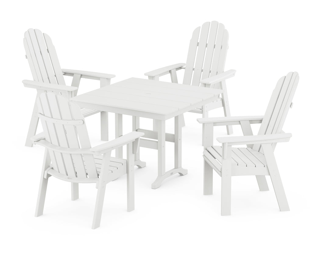 POLYWOOD® Vineyard Curveback Adirondack 5-Piece Farmhouse Dining Set