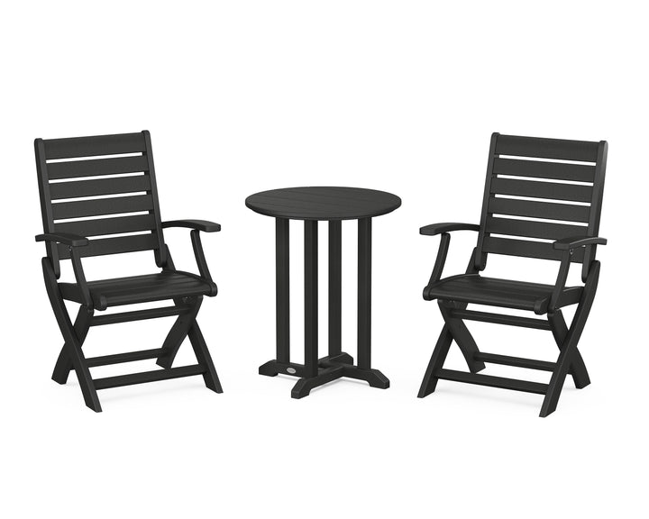 POLYWOOD® Signature Folding Chair 3-Piece Round Farmhouse Bistro Dining Set