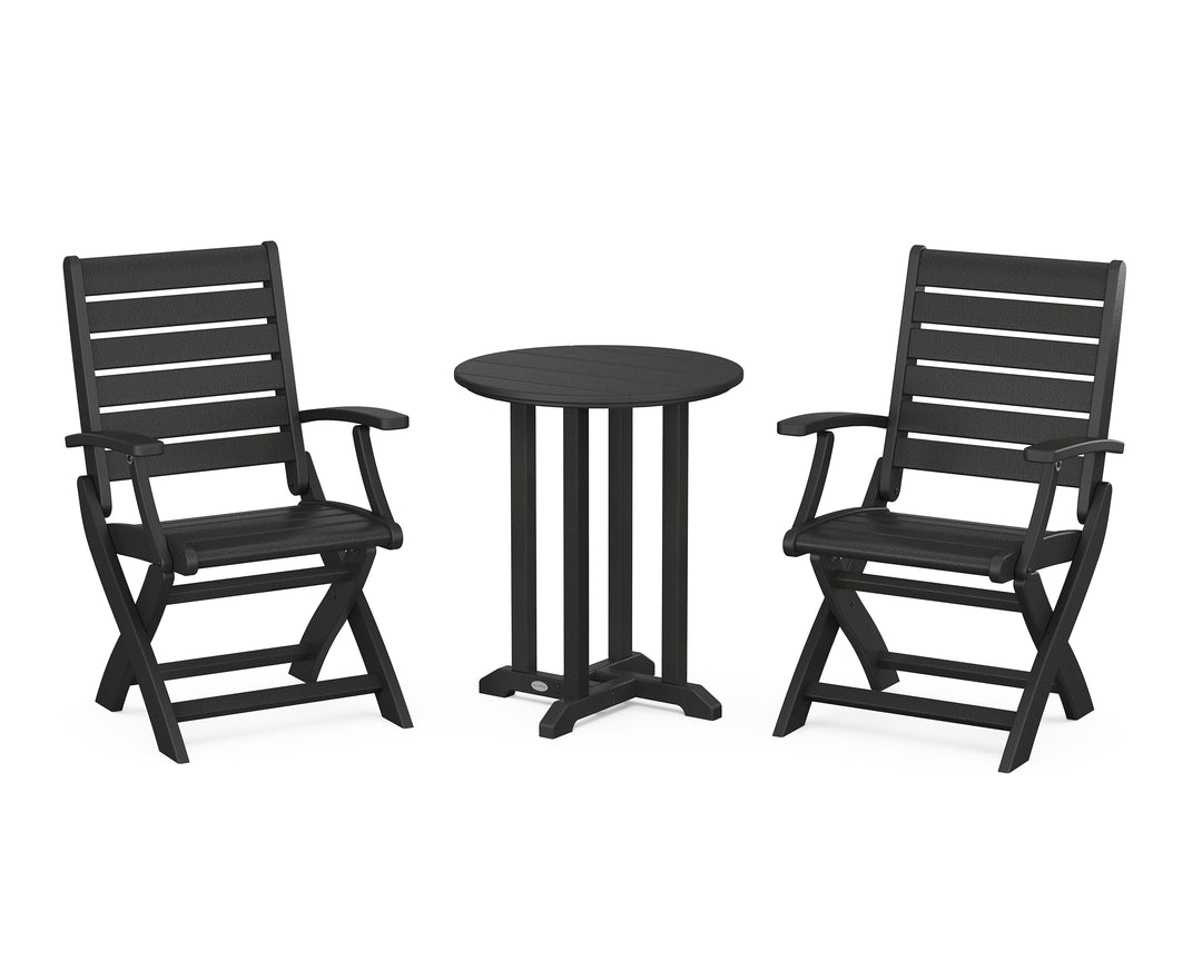 POLYWOOD® Signature Folding Chair 3-Piece Round Farmhouse Bistro Dining Set