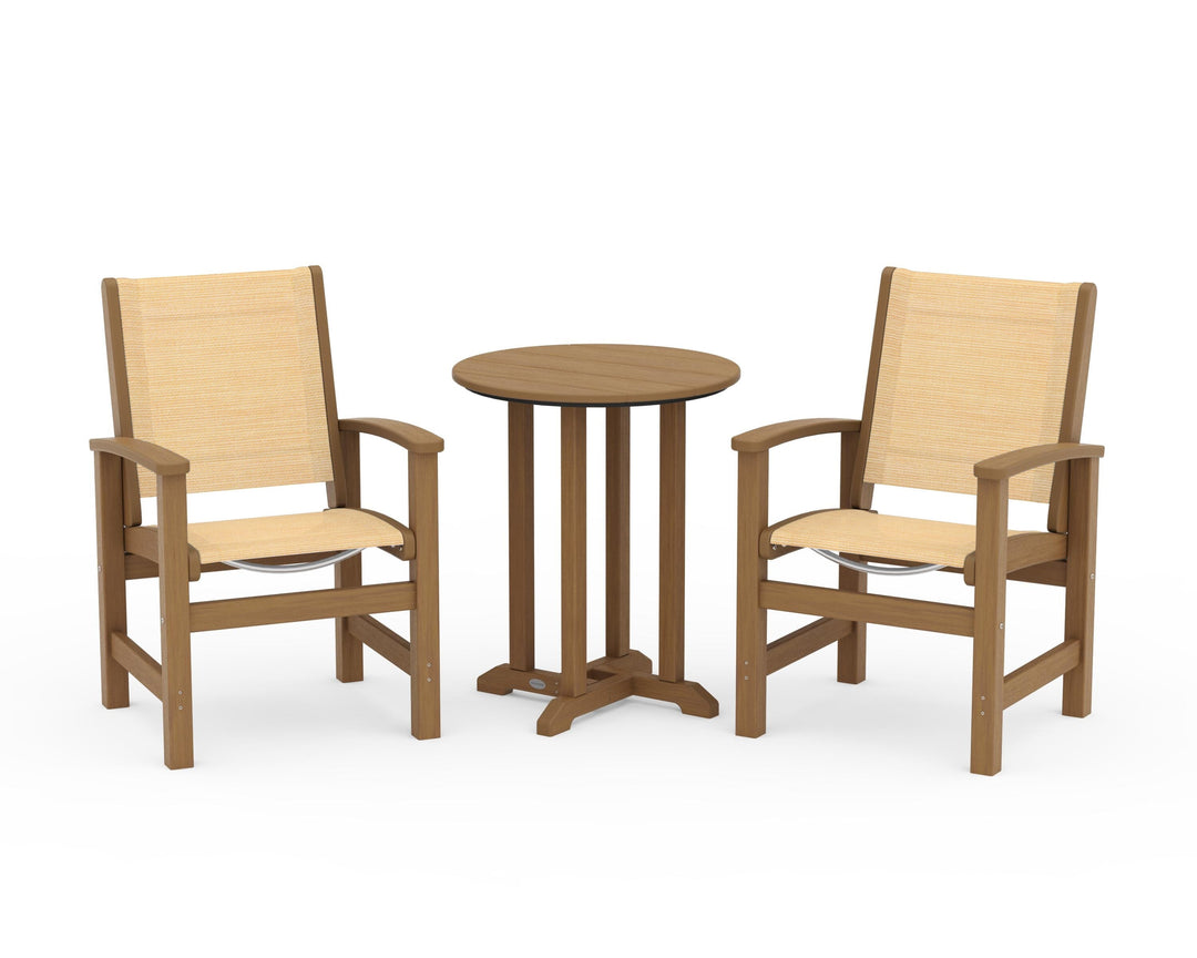 POLYWOOD® Coastal 3-Piece Round Bistro Dining Set
