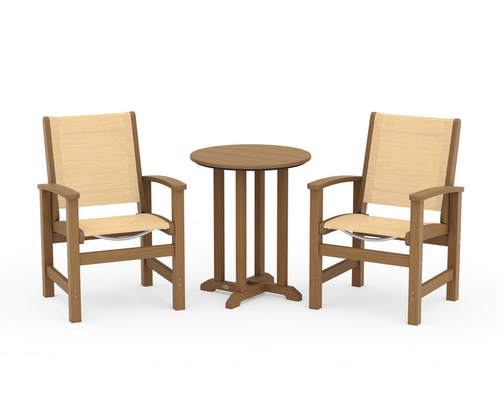 POLYWOOD® Coastal 3-Piece Round Bistro Dining Set