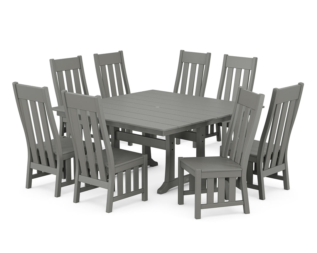 Martha Stewart by POLYWOOD® Acadia Side Chair 9-Piece Square Farmhouse Dining Set with Trestle Legs