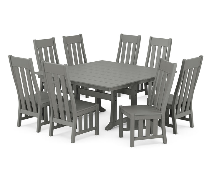 Martha Stewart by POLYWOOD® Acadia Side Chair 9-Piece Square Farmhouse Dining Set with Trestle Legs