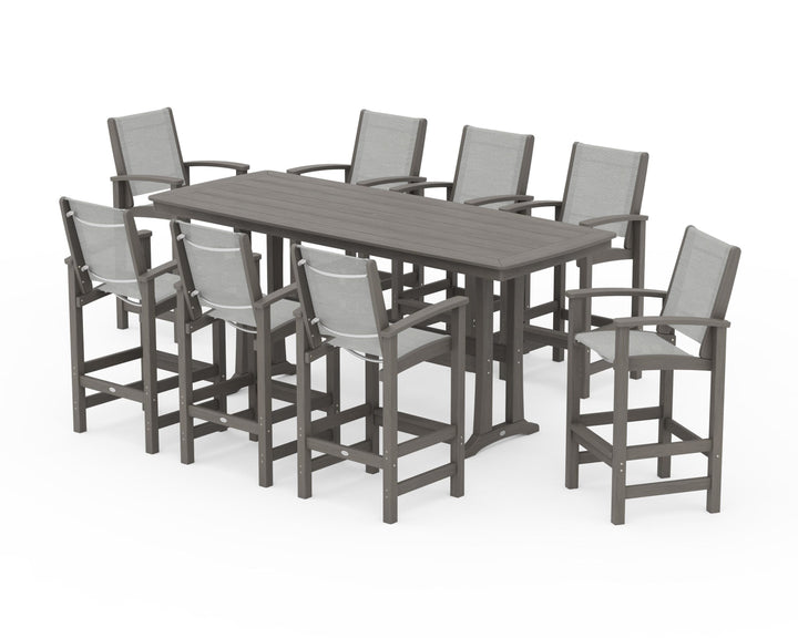 POLYWOOD® Coastal 9-Piece Bar Set with Trestle Legs