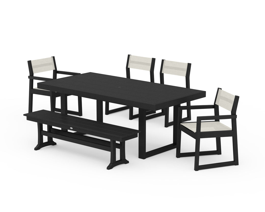 POLYWOOD® EDGE Sling 6-Piece Dining Set with Bench