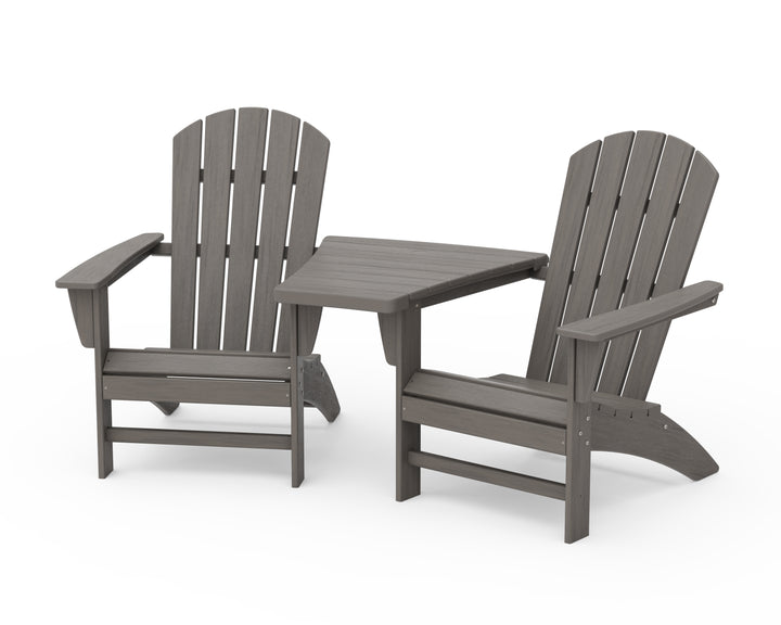 POLYWOOD® Nautical 3-Piece Adirondack Set with Angled Connecting Table