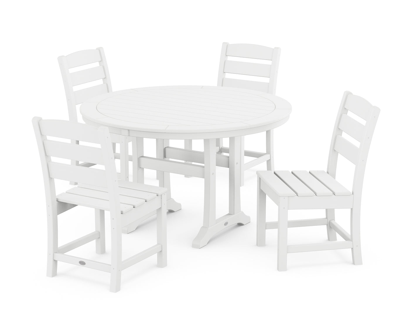 Lakeside Side Chair 5-Piece Round Dining Set With Trestle Legs