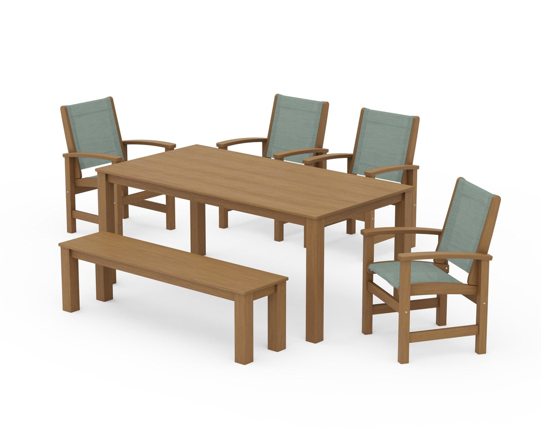 POLYWOOD® Coastal 6-Piece Parsons Dining Set with Bench