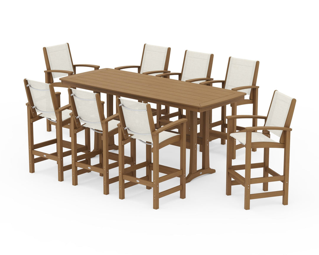 POLYWOOD® Coastal 9-Piece Bar Set with Trestle Legs