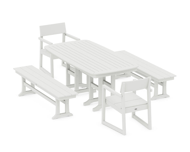 POLYWOOD® EDGE 5-Piece Dining Set with Benches