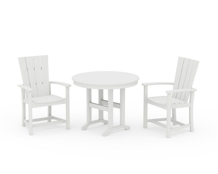 POLYWOOD® Quattro 3-Piece Round Farmhouse Dining Set