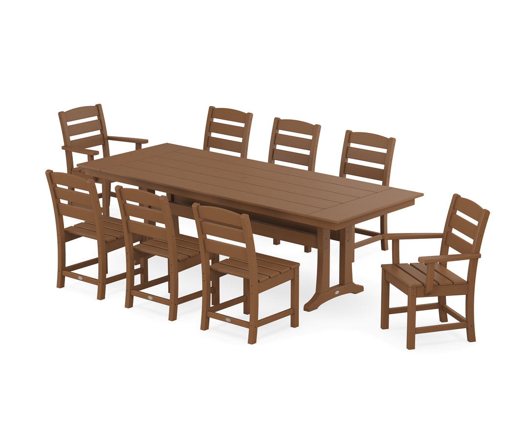 POLYWOOD® Lakeside 9-Piece Farmhouse Dining Set with Trestle Legs