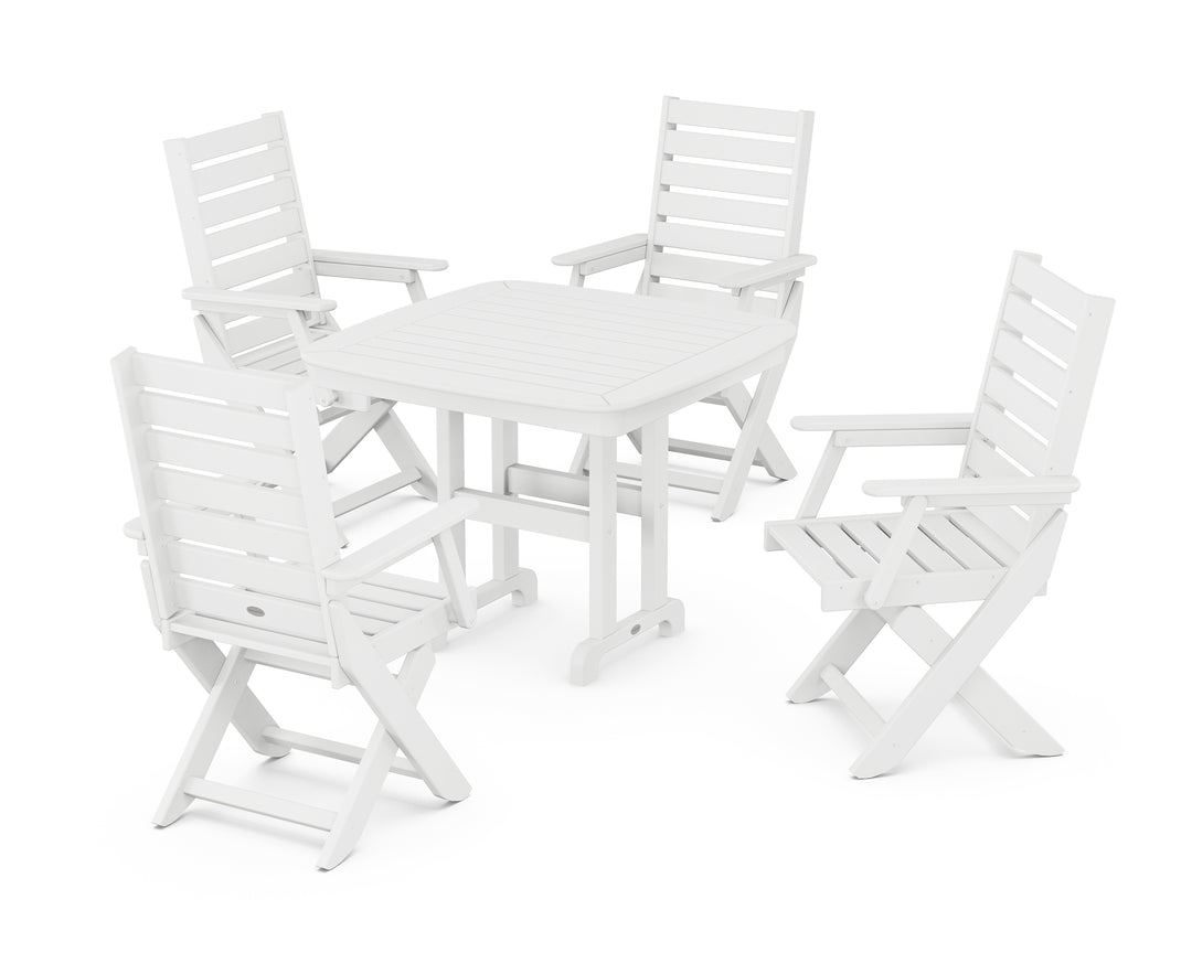 POLYWOOD® Captain Folding Chair 5-Piece Dining Set