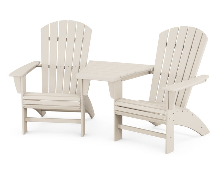POLYWOOD® Nautical 3-Piece Curveback Adirondack Set with Angled Connecting Table