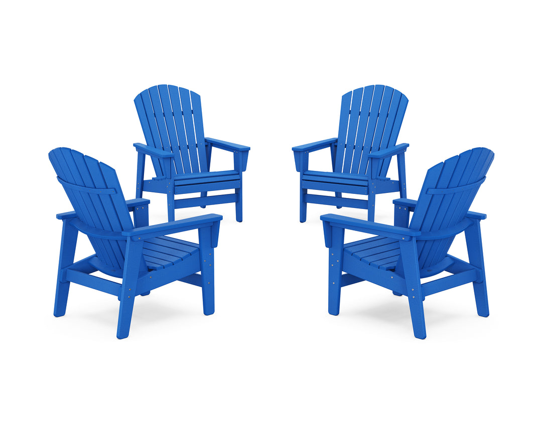 POLYWOOD® 4-Piece Nautical Grand Upright Adirondack Chair Conversation Set