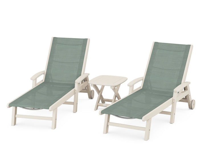 POLYWOOD® Coastal 3-Piece Wheeled Chaise Set
