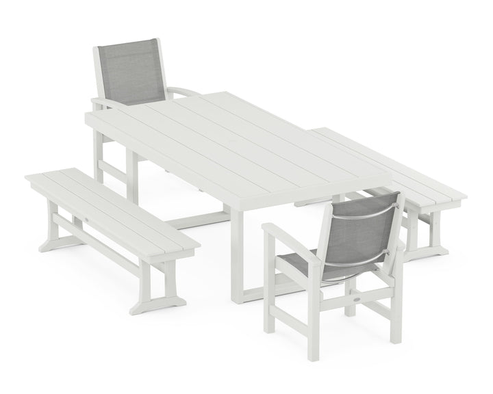 POLYWOOD® Coastal 5-Piece Dining Set with Trestle Legs