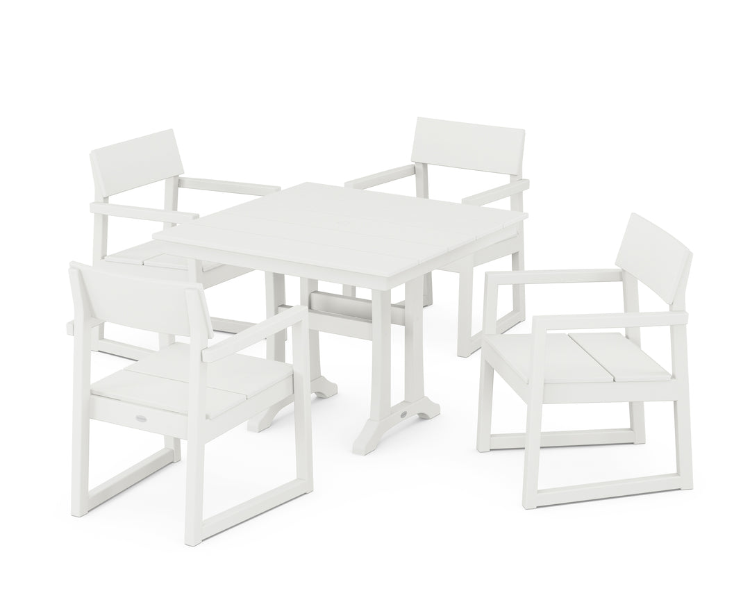 POLYWOOD® EDGE 5-Piece Farmhouse Dining Set With Trestle Legs