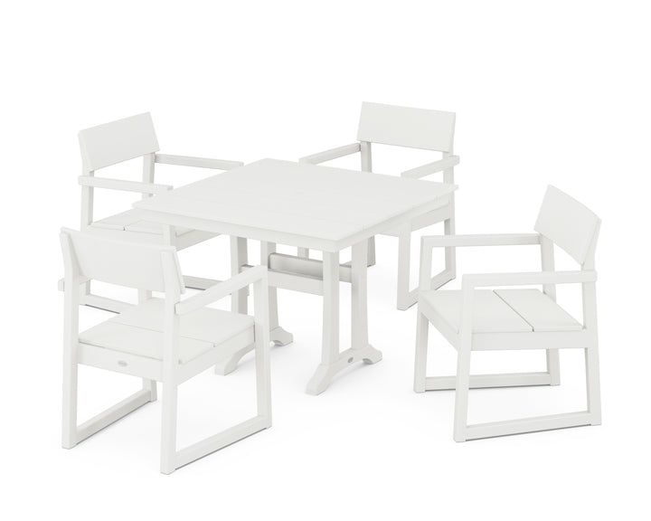 POLYWOOD® EDGE 5-Piece Farmhouse Dining Set With Trestle Legs